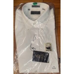 Chaps Ralph Lauren Mens Dress Shirt 16 32 33 Long Sleeve Button Down White New